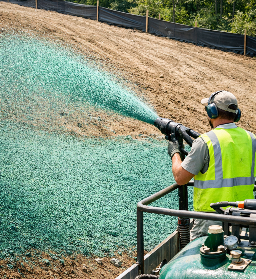 Lush green hydroseeded lawn