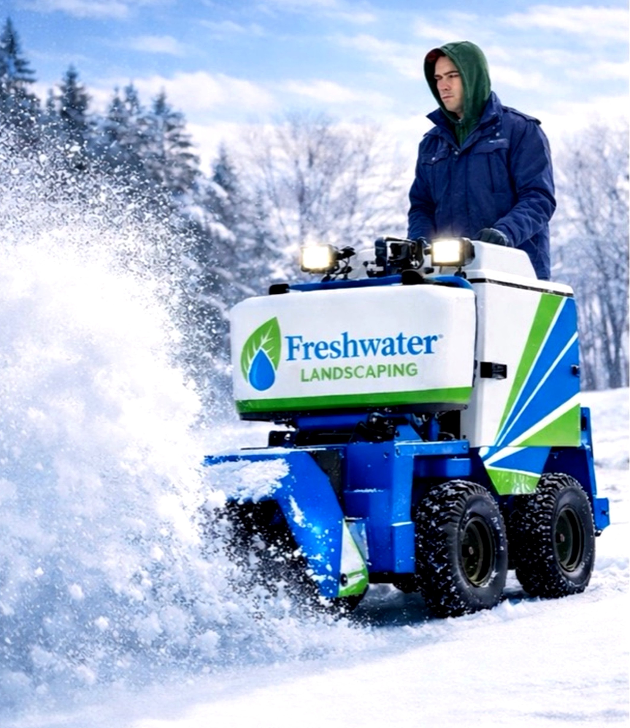 Spreading ice melt on a sidewalk