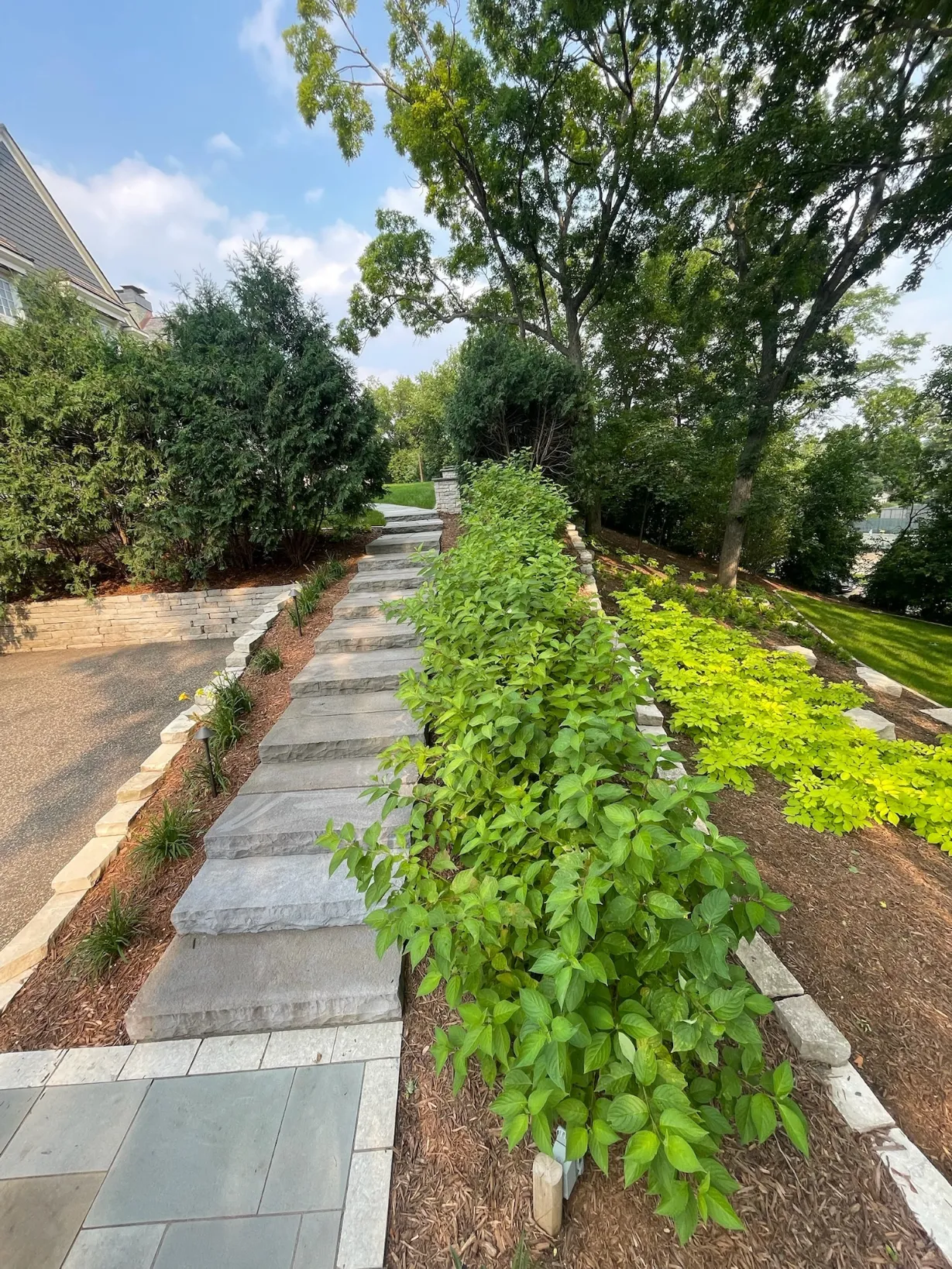Natural stone steps deep base installation